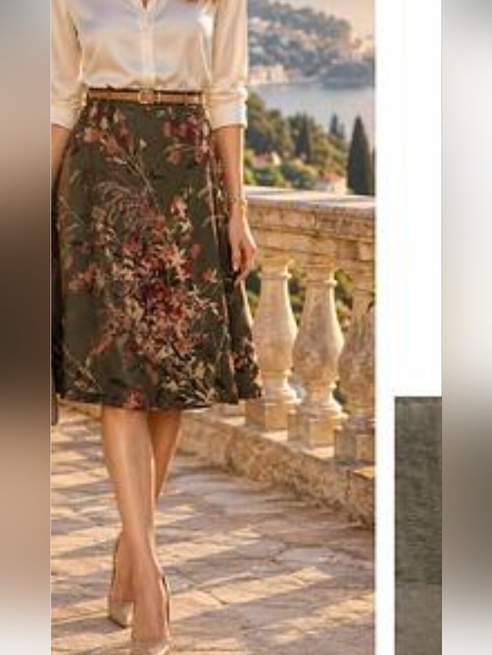 LOFT Ann Taylor Silk & Wool Romantic Floral A-Line Midi Skirt Knee Length Size 4